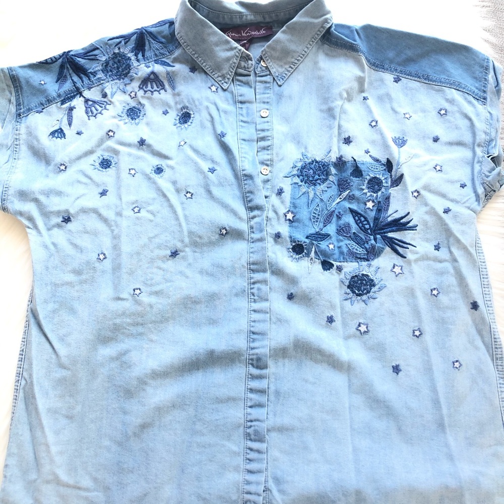 Gloria Vanderbilt Embroidered Top Brielle Size S